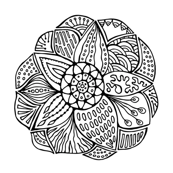 Stock vecteur abstrait main dessiner grande fleur isolée. oriental o — Image vectorielle