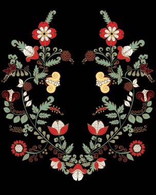 hisse senedi vektör çiçek ve yaprak süsleme. oryantal veya Rus patt