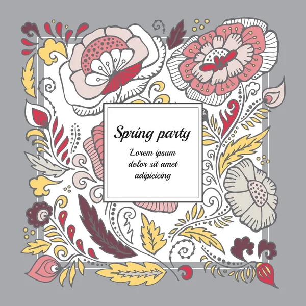Bouguet floral vetor estoque com moldura. cartão de primavera, convite . — Vetor de Stock