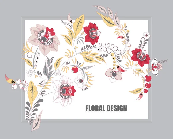 Stock vector floral bouquet with frame. spring card, invitation. — Stock Vector