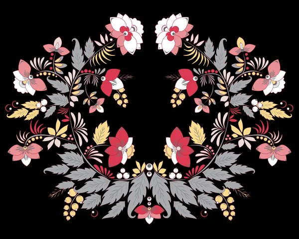 Lager vektor blommor och blad ornament. orientaliska eller ryska patt — Stock vektor