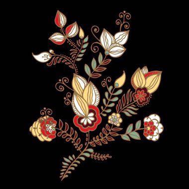 hisse senedi vektör soyut el çiçek ve dalga çizmek, buket doodle.