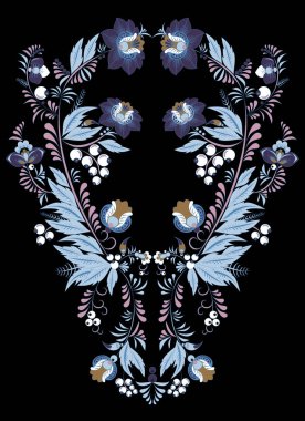 hisse senedi vektör çiçek ve yaprak süsleme. oryantal veya Rus patt