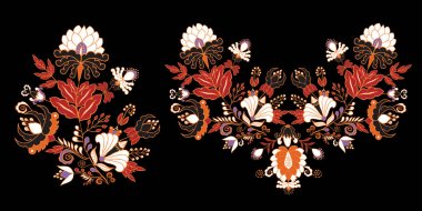 hisse senedi vektör çiçek doodle buketi kümesi. oryantal veya Arapça, 