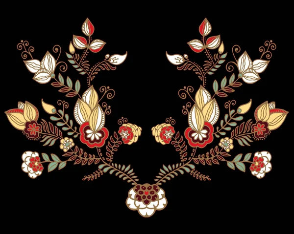 Стокові векторні квіти і листовий орнамент. східний або російський Петт — стоковий вектор