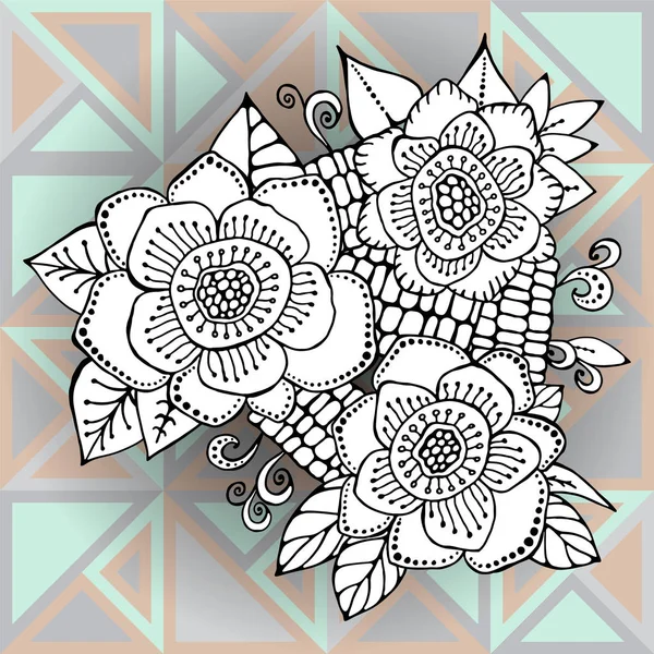 Vecteur de stock abstrait dessiner à la main fleur et vague, bouquet doodle . — Image vectorielle