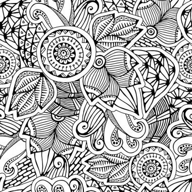 hisse senedi vektör sorunsuz çiçek, doodle desen. Sanat backg