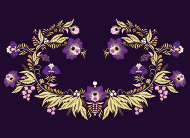 hisse senedi vektör çiçek ve yaprak süsleme. oryantal veya Rus patt