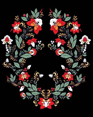 hisse senedi vektör çiçek ve yaprak süsleme. oryantal veya Rus patt