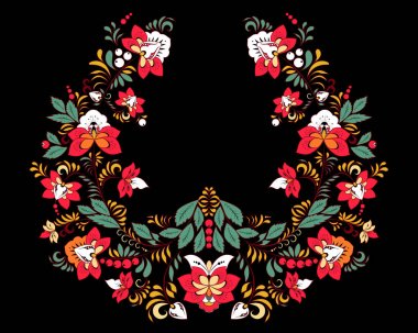 hisse senedi vektör çiçek ve yaprak süsleme. oryantal veya Rus patt