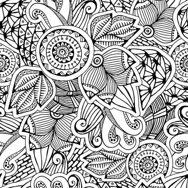 Lager vektor sömlös blomma, doodle mönster. abstrakt konst backg — Stock vektor