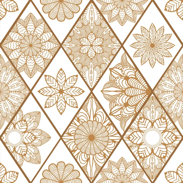 Abstracte naadloos lappendeken tile met florale ornament.arabic of Vectorbeelden