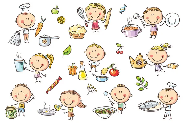 Juego de cocina para niños — Vector de stock