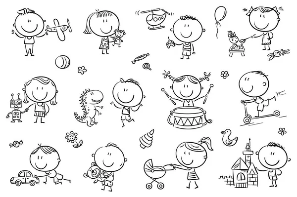 Çocuklar oyuncaklarla oynuyor