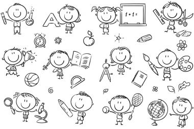 Çocuklar ile okul şeyler