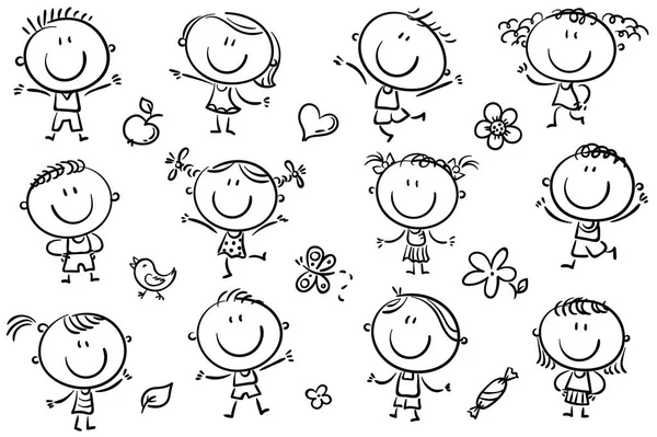 Bahagia doodle anak-anak - Stok Vektor