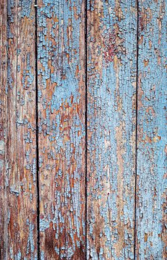 Ahşap arka plan ağaç eski bir kırık mavi ve beyaz boya dikey ile