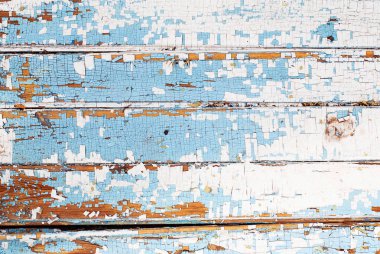 Ahşap arka plan ağaç eski bir kırık mavi ve beyaz boya yatay