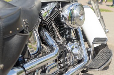 Motosiklet yakın çekim, aygıt ayrıntıları motor parçaları.