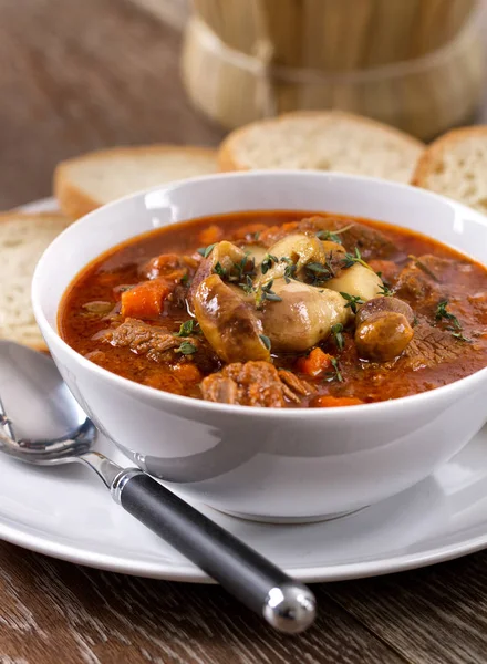 Hot stew with mushrooms — Stock Photo, Image