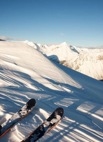 Sciare sulla neve in montagna — Foto Stock