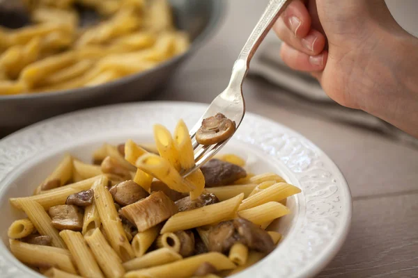 Pasta met champignons — Stockfoto