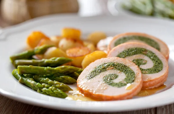 Turkey breast stuffed — Stock Photo, Image