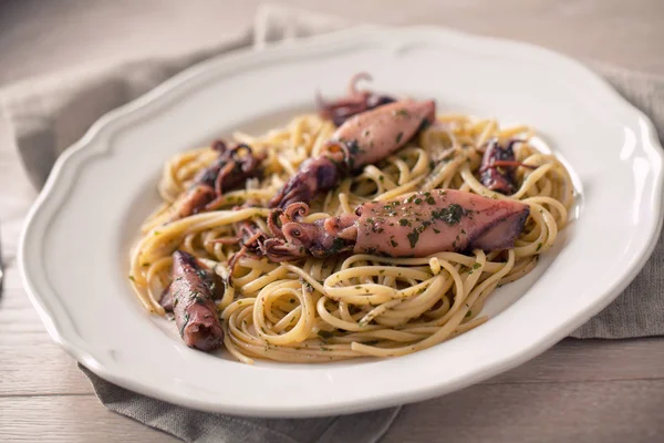 Seafood Linguini Plate — Stock Photo, Image
