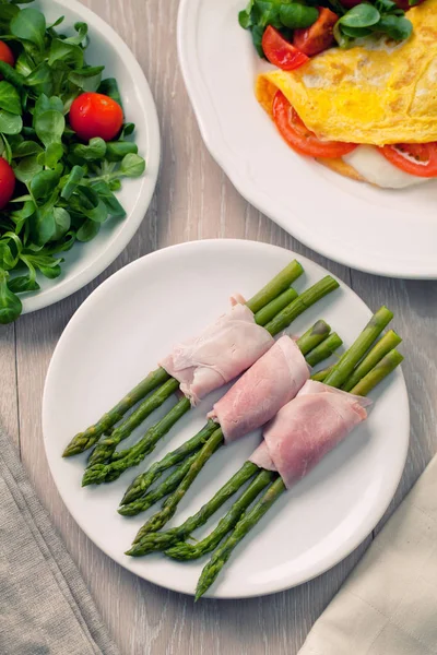 Ham Rolls Asparagus — Stock Photo, Image