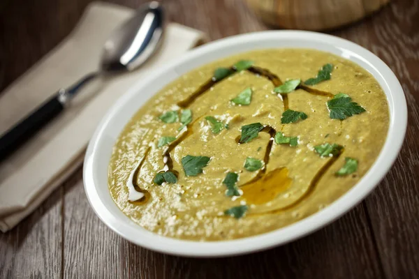 Soupe Aux Légumes Dans Une Assiette — Photo