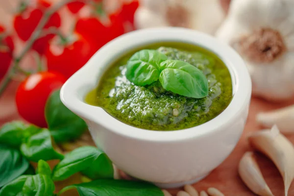 Molho Pesto Uma Chapa — Fotografia de Stock