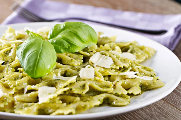 Pasta Pesto Een Bord — Stockfoto