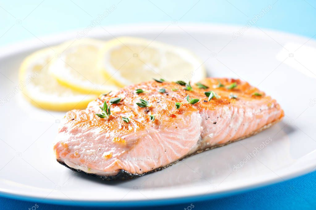 Fillet of salmon on a plate