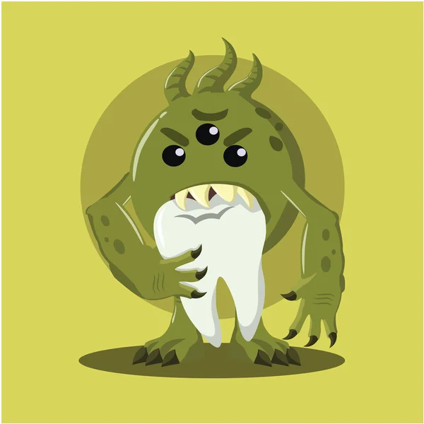 Bacteriën eten tand vector illustratie ontwerp — Stockvector