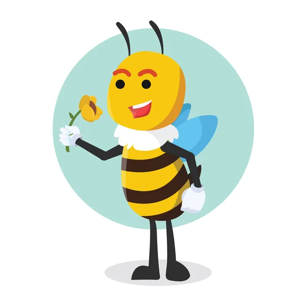 Biene mit Blumenvektor Illustration Design — Stockvektor