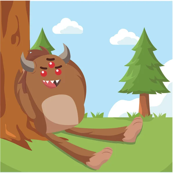 Bigfoot ontspannen op boom vector illustratie ontwerp — Stockvector