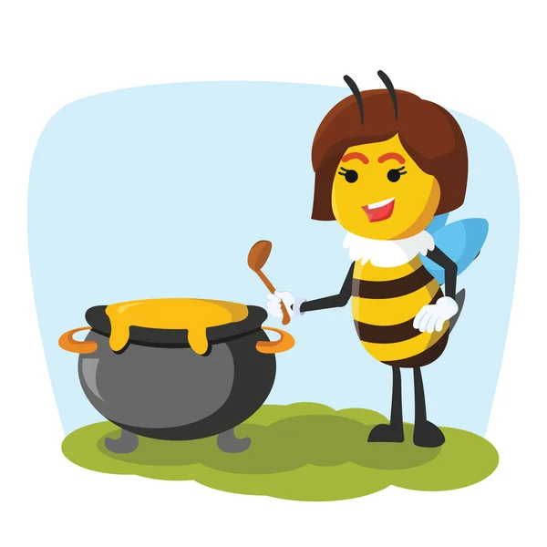 Méhkirálynő Holding csésze méz — Stock Vector