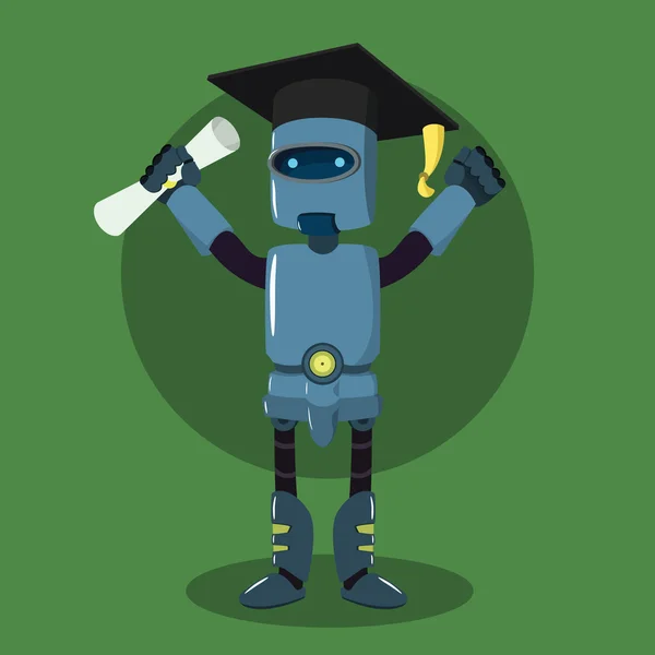 Barchelor wykształcenie robot dostał dyplom — Wektor stockowy