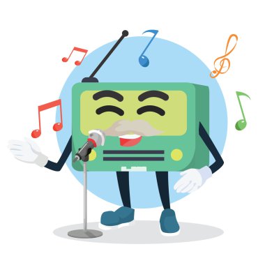 eski radyo şarkı vektör çizim tasarım