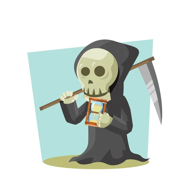 Grim reaper holding zandloper en reaper — Stockvector