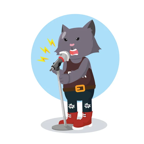 Estrella de rock gato cantando — Vector de stock