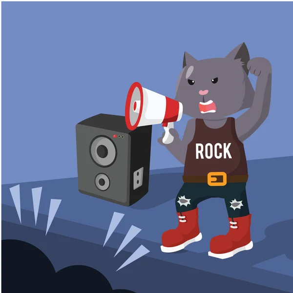 Concerto de rock star cat — Vetor de Stock