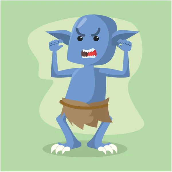 Blauwe monster boos vector illustratie ontwerp — Stockvector