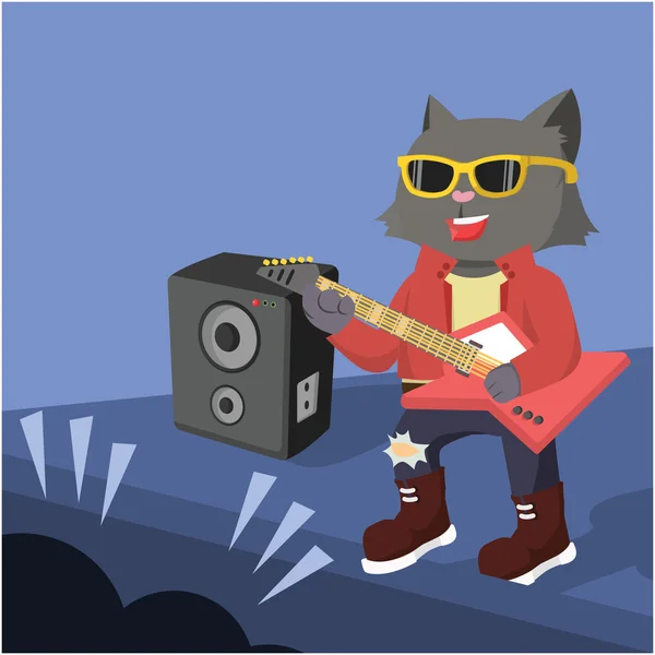 Rock star macska gitáros koncert — Stock Vector