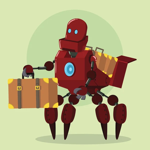 承运人机器人携带手提箱 — 图库矢量图片