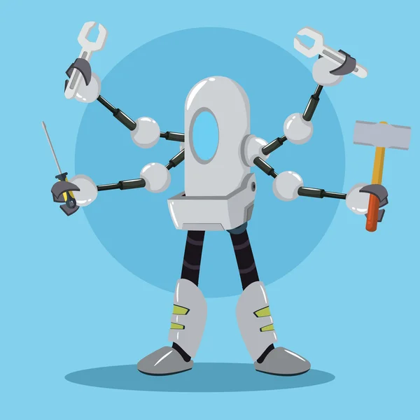 Mécanicien robot tenant des outils — Image vectorielle