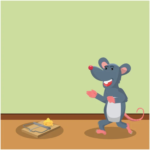 Mouse running right into trap — Stock Vector