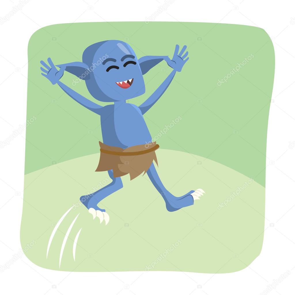 blue monster jumping vector illustration design