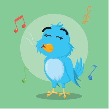 Mavi kuş şarkı vektör çizim tasarım