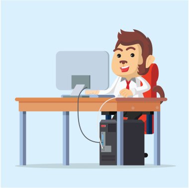 maymun office masasının üzerinde çalışma